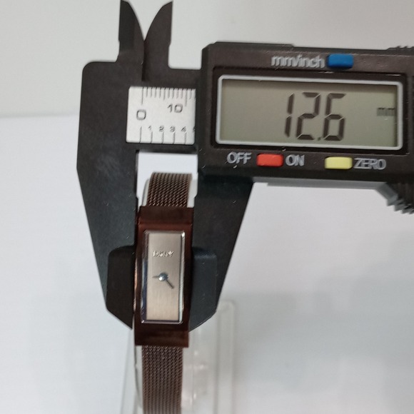 DKNY Women Chocolate Brown Slim Mesh Watch Minimalist Rectangular New Battery - Picture 8 of 11
